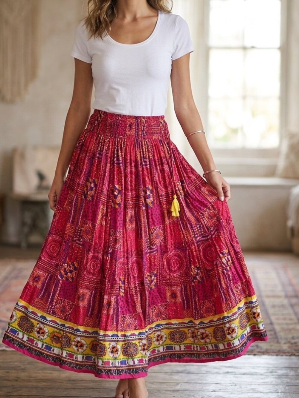 Cotton Indian skirt Pink size Medium